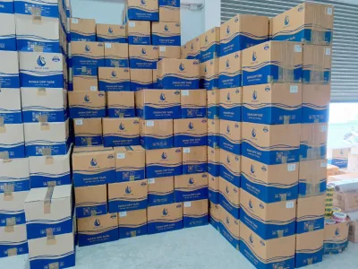 ลังเทป OPP ตราหงส์วางซ้อนสูงหลายชั้นเต็มพื้นที่เก็บของ — SWAN TAPE โรงงานผลิตเทปกาว