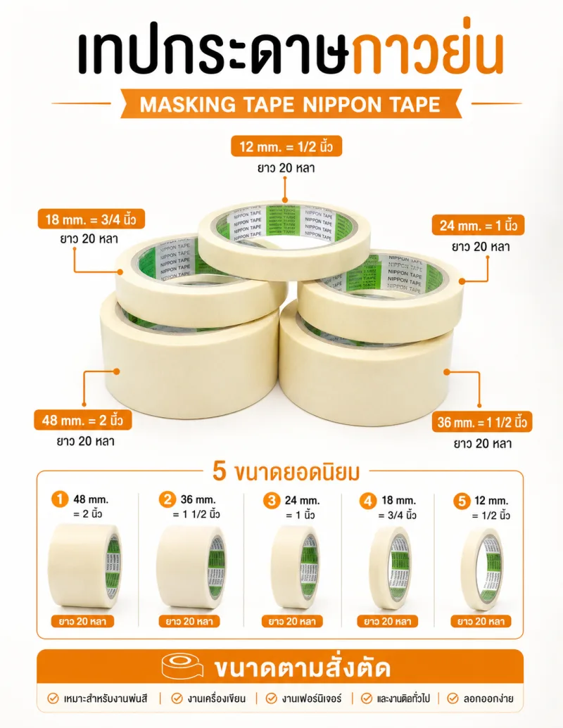 เทปกระดาษกาวย่น NIPPON TAPE